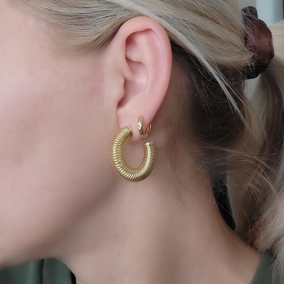 Gold Filled Half Hoop Earrings Gold C Hoops - Picture 5 of 8